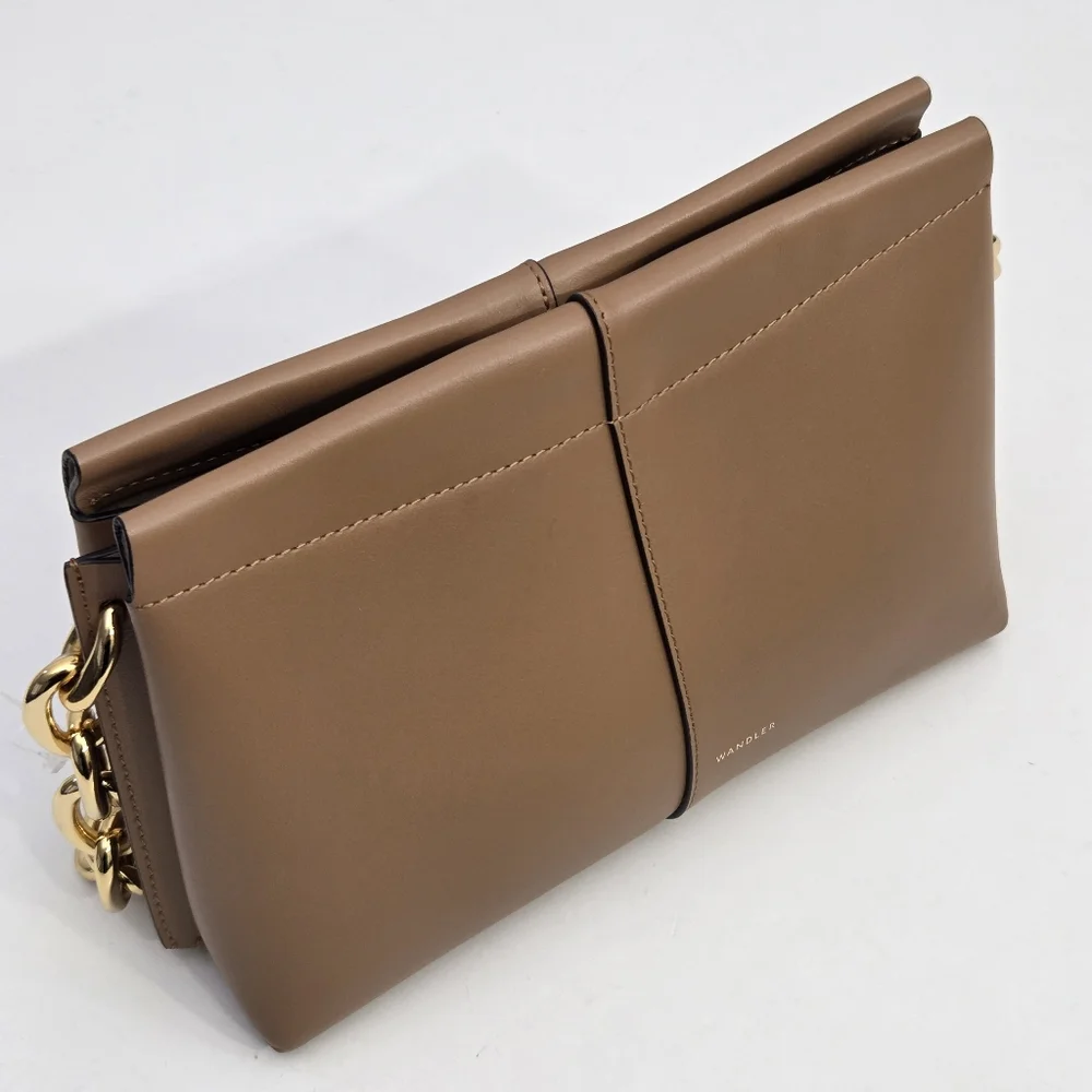 NWT WANDLER MINI CARLY CHAIN STRAP LEATHER SHOULDER BAG - AMBER